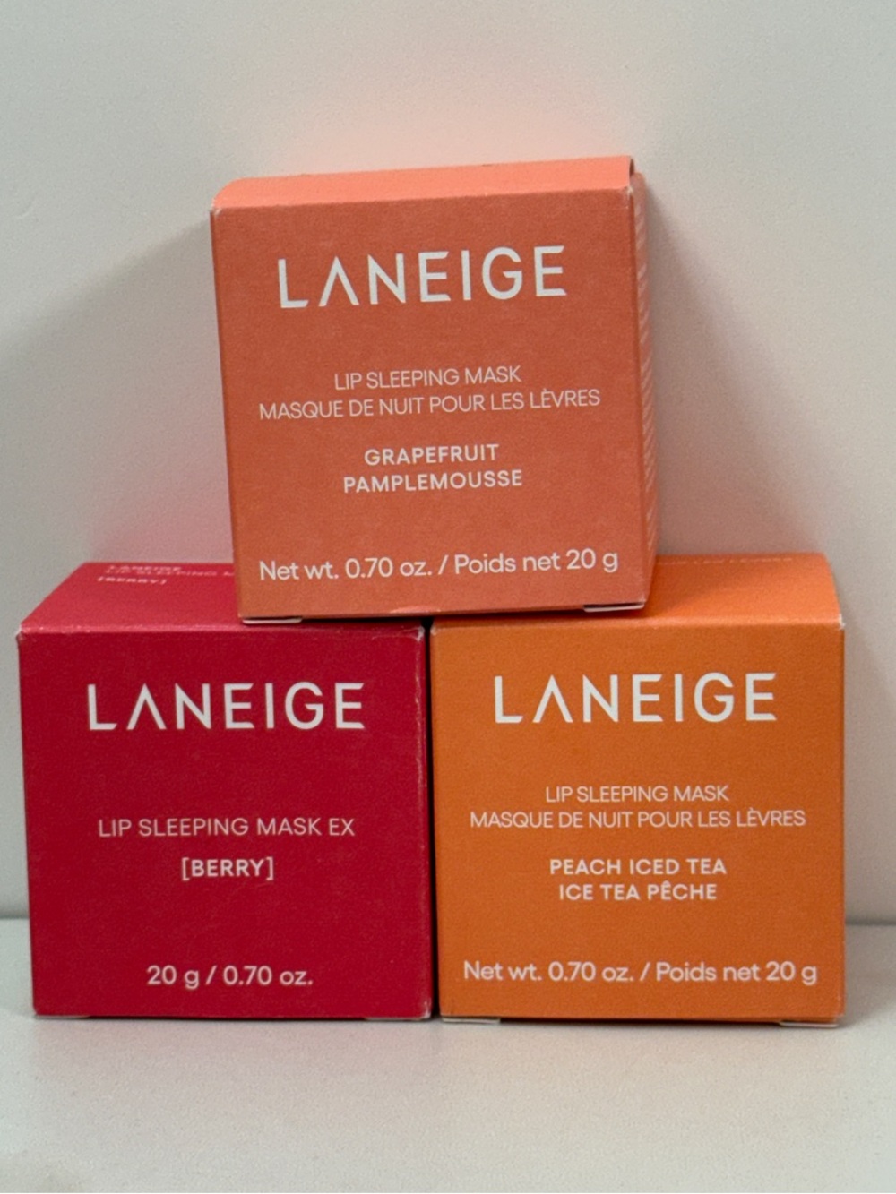 LANEIGE Lip Sleeping Mask Trio — Coral, Deep Pink, Orange